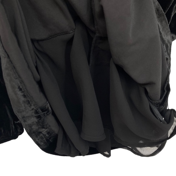 J.Crew Black Velvety Faux Wrap Blouse Sz.4 Long Sleeve Tie Front Party Formal - Picture 9 of 12